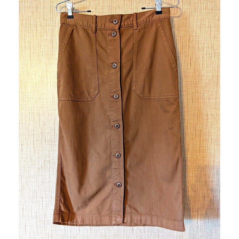 GAP Khakis Women’s Brown Cotton Lyocell Twill Pencil Skirt Pockets Slit 4P